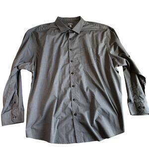 Van Heusen Mens Long Sleeve‎ Button up Collared Dress Shirt Dark Gray - Size 4XL